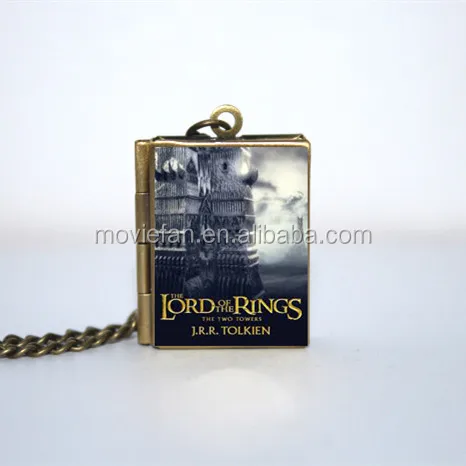 the two towers book Locket Necklace keyring silver & BRONZE tone VISION 5
