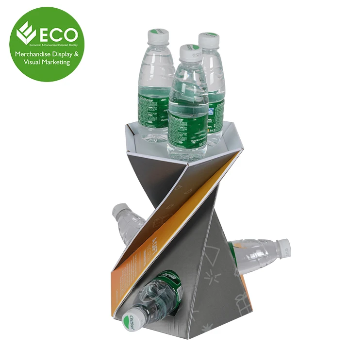 New Design Customized Water Bottle Cardboard Counter Display Stand For Promotion