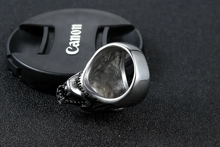 Punk Gothic Stainless Steel Wolf Head Animals Glamour Finger Ring In Stock