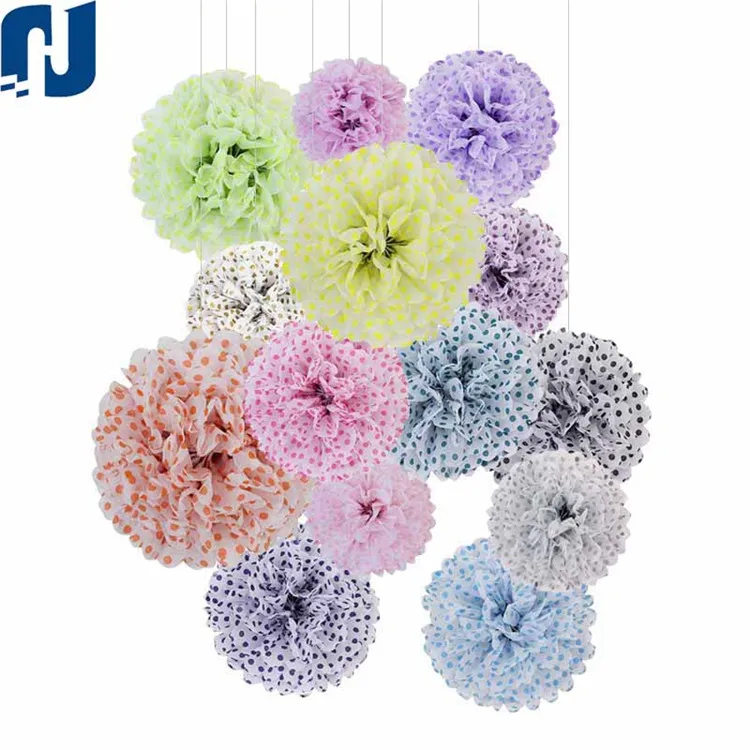 Новый 6 дюймов оберточная бумага Pom Poms платье в горошек цветочек шарики для праздников и дней рождения дома улицы художественного оформления ногтей ручная