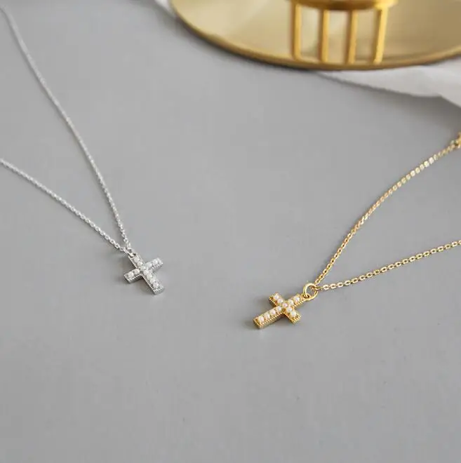 2018 Newest sterling silver gold cross necklace for women