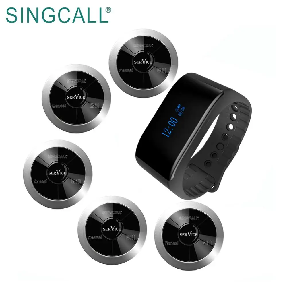 
SINGCALL wireless service waiter call button with watch 