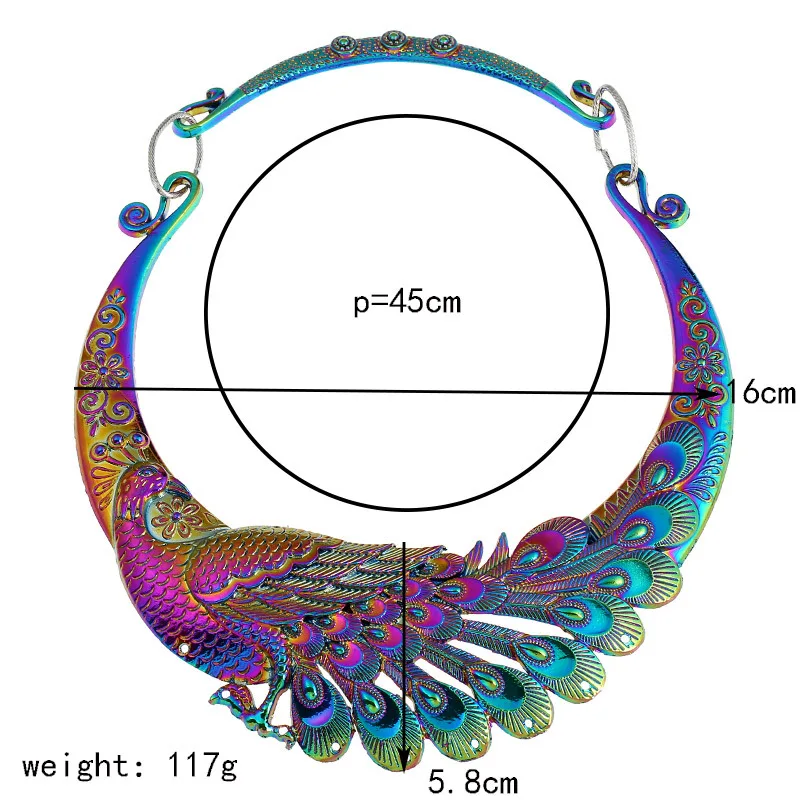 2018 Wholesale Exaggerate Dazzle colourful overdone peafowl and double dragon play ball shape Pendant Costume necklace