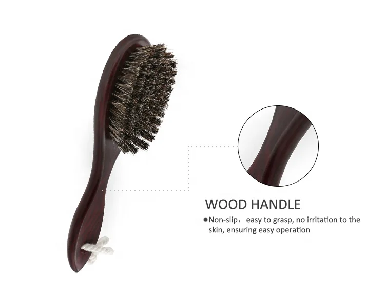 Men Beard Grooming Brush Soft Natural Horse Hair Shave Brush With Wooden Hanging Handle