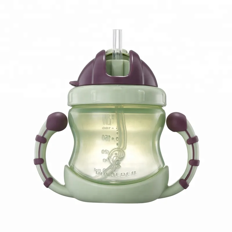Cute style 200ml pp silicone baby training cup baby feeding bottle with straw