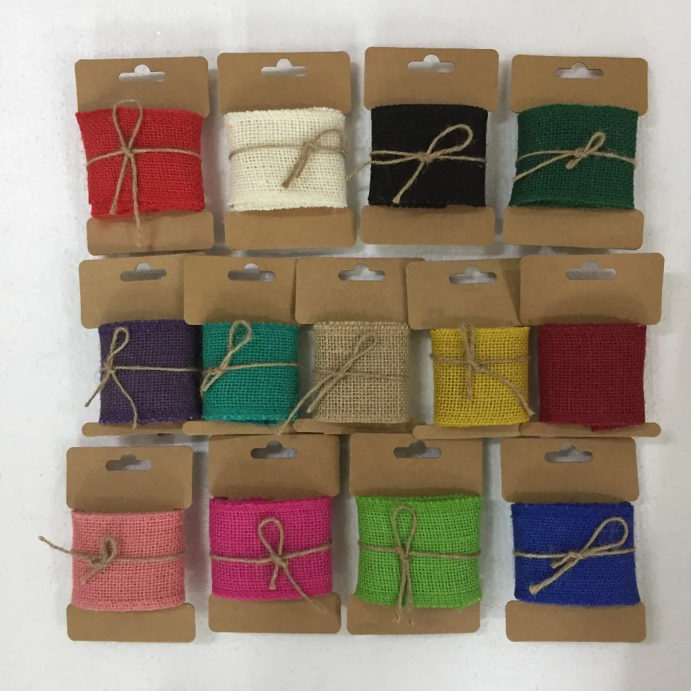 Natural Jute Burlap Ribbon Eco-Friendly Raffia Manufacturers Rainbow Colored Jute Rope Ribbon For Gift DIY Wedding Decor