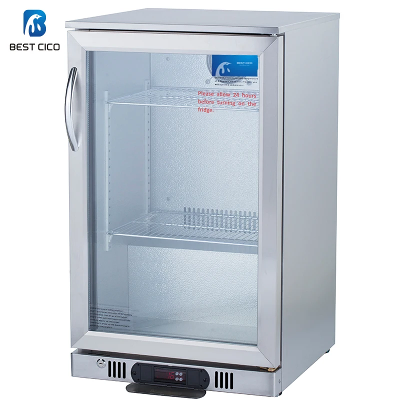 CICO Alfresco Beer Cooler Bar Fridge Beverage Fridge Single Door Beer Showcase SC-108FS Stainless Steel Compressor SWING Door