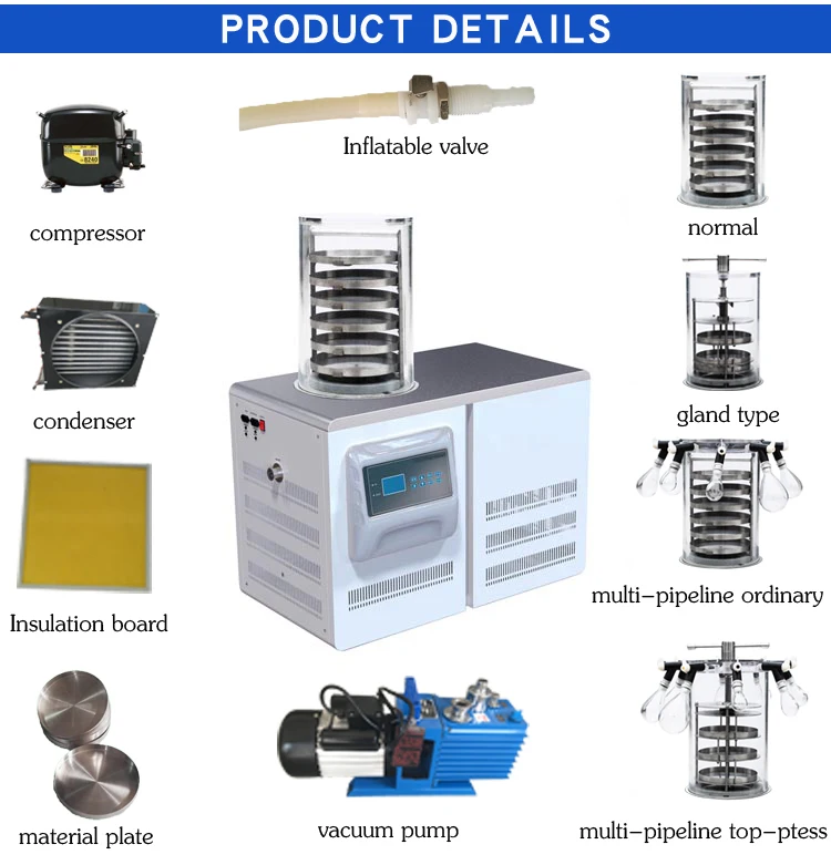 -80C градусов 6 кг/партия лабораторная вакуумная сублимационная сушилка с ЖК-дисплеем