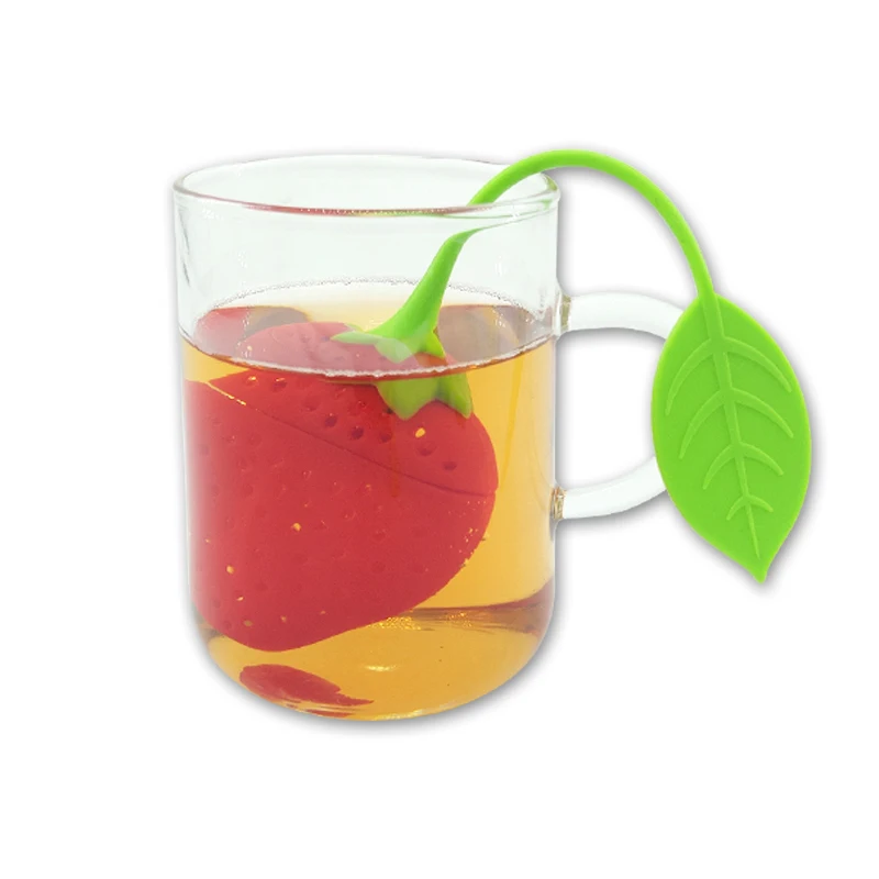 Cute plastic silicone tea  filter  infuser  with handle unique mini fruit  tea infuser  tea tools for gift