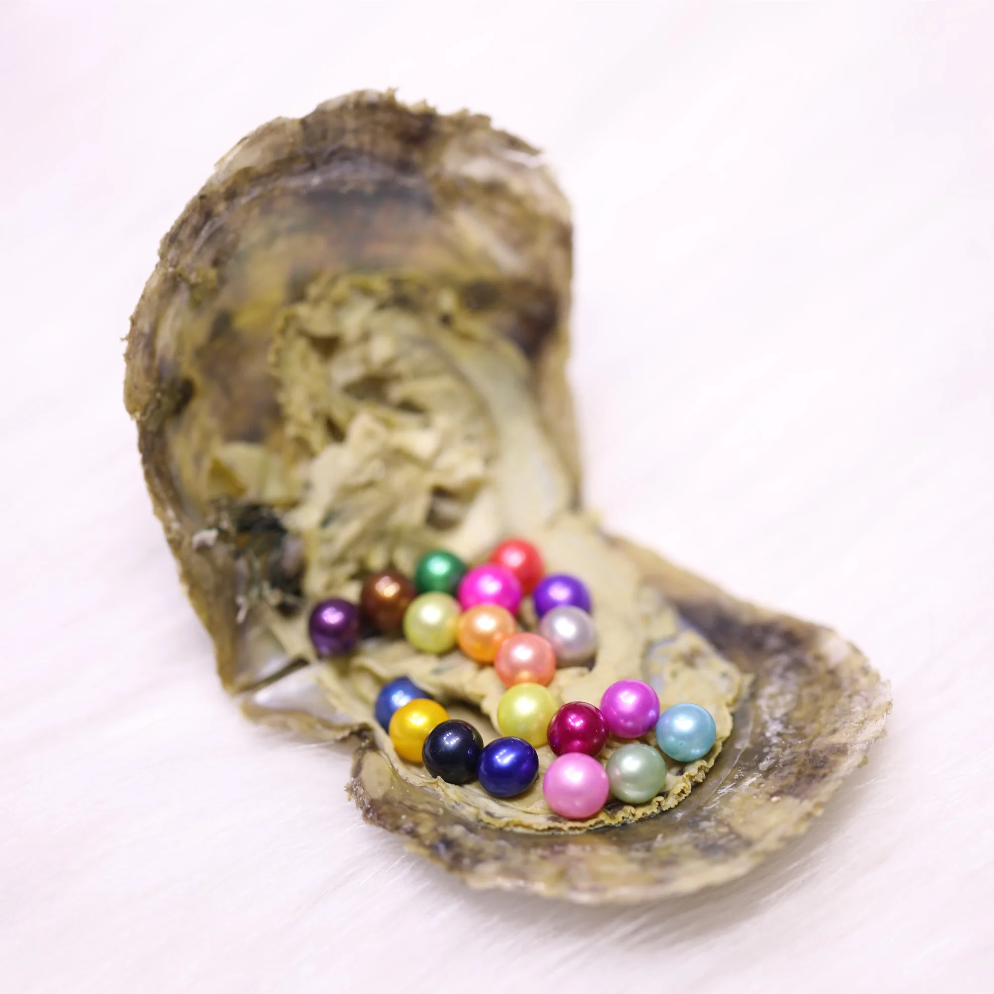 34 colors 20 pearls in 1 Akoya pearl oyster,7-8mm 3A grade round pearl,Freshwater Natural Pearl in akoya oysters Vacuum packing