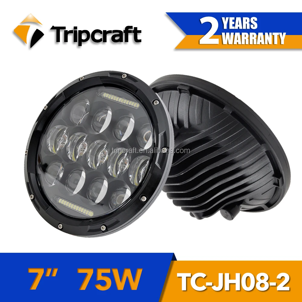 Guangzhou factory directly Top quality led work light 12v 7 inch 75w Round headlight for car