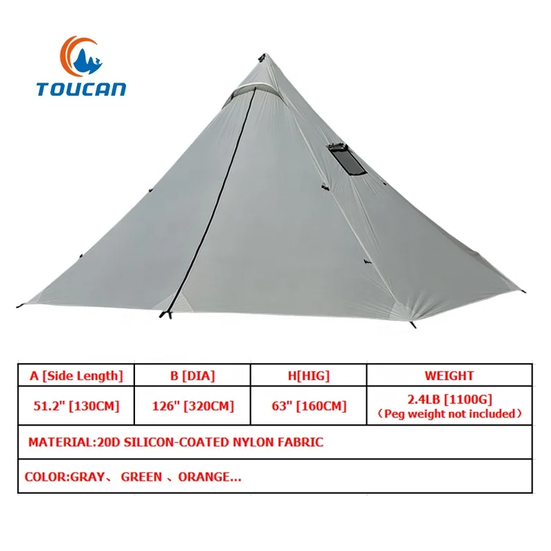 Hot Sell Hiking Camping Outdoor Ultralight Stove Teepee Cone Tent