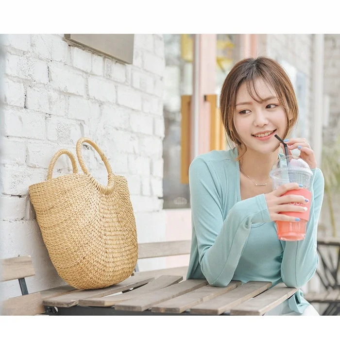 Fashion Women Summer Straw Bag Big Decorations Rattan Beach Tote Handbag Hand-woven Bags For Lady