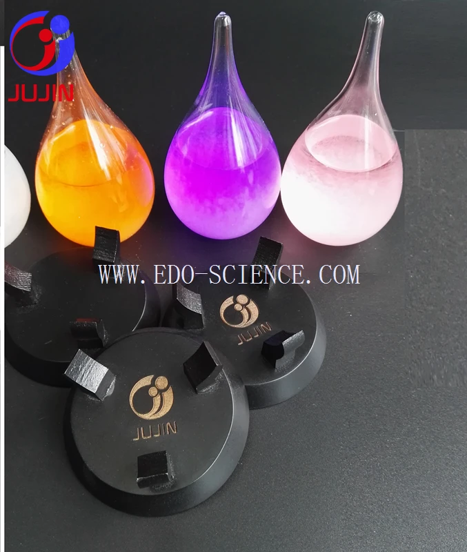
OEM Logo Gift Admiral Fitzroy Storm Glass Teardrop Weather Forecast Bottle with Wooden Base 