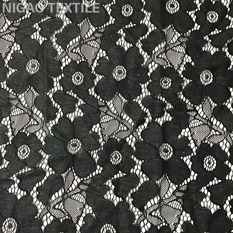 Современная модная нейлоновая хлопчатобумажная трикотажная кружевная ткань для женского кружевного платья