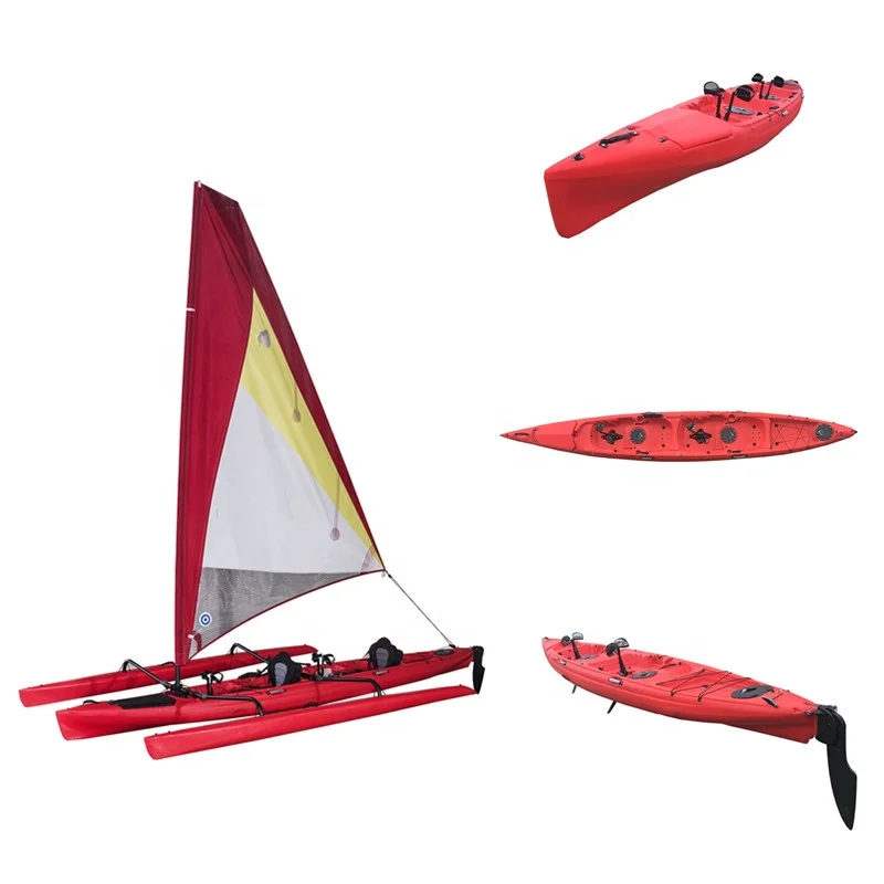 
18ft plastic sailboat with foot drive pedal system and rudder 