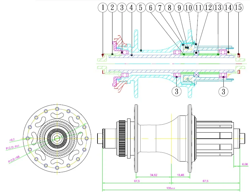 Cyclocross MTB Road Bike Hub with Disc Alloy Bicycle Disc Brake Road Hub