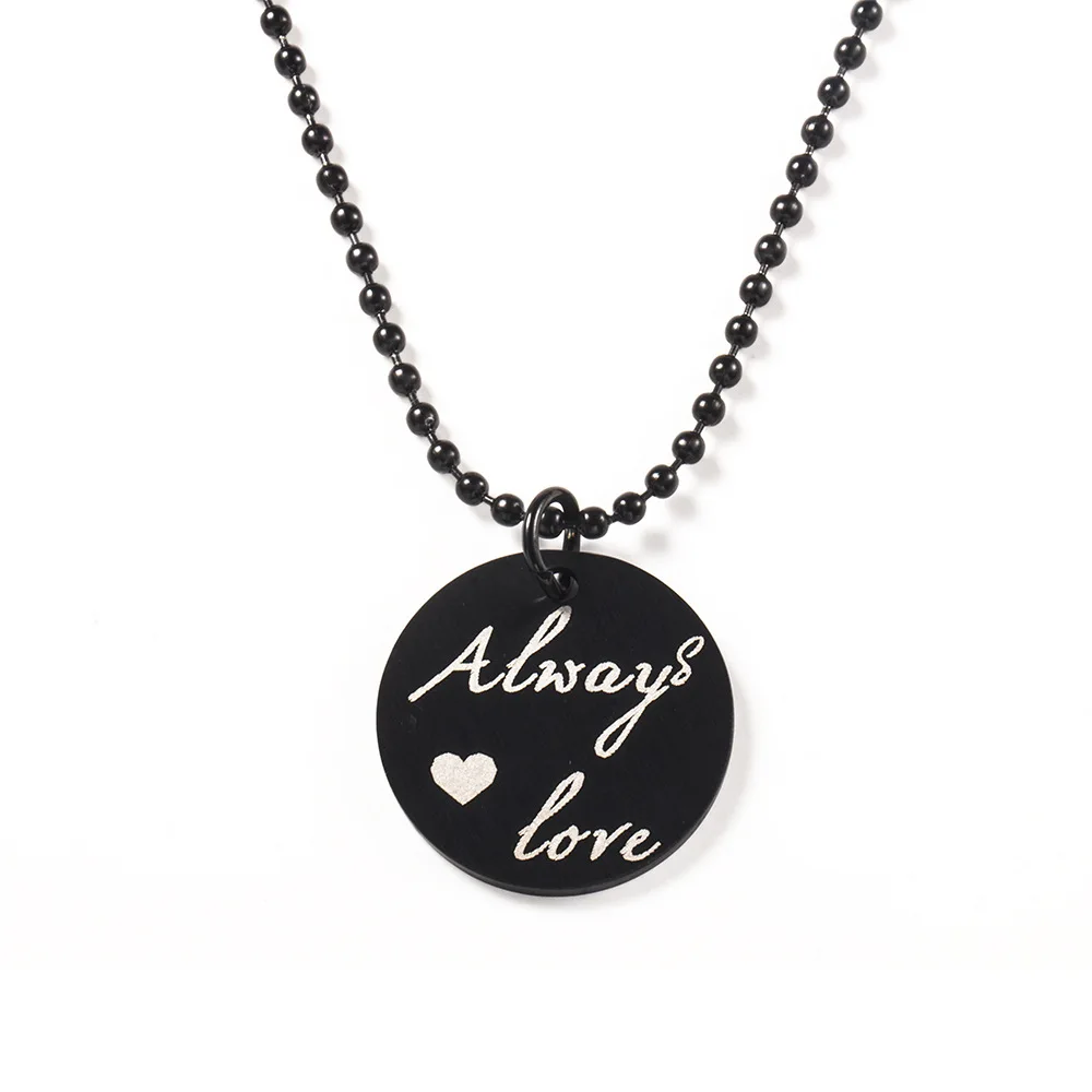 Craft Wolf Europe and the United States tide brand Ma Ye love smile face creative round necklace lucky men and women personality