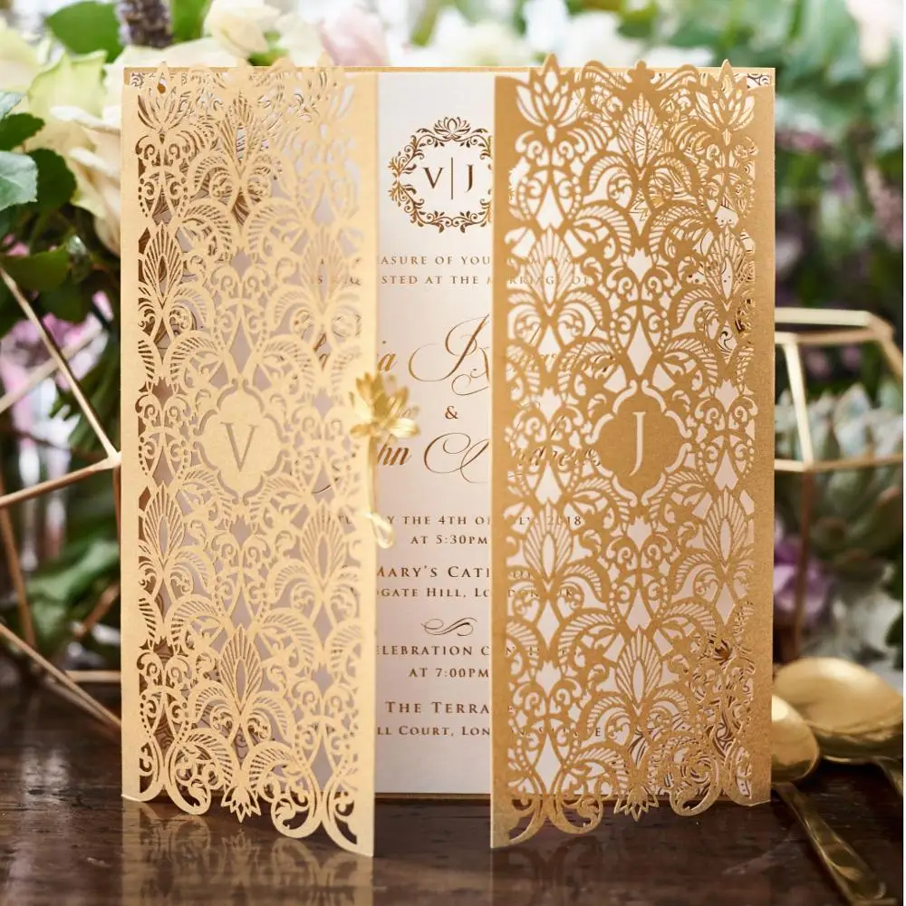 Handmade wedding cards marriage invitation arabic laser cut wedding invitation cards luxury wedding invitation
