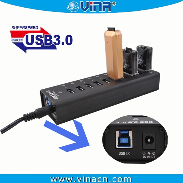10 порт 3.0 usb-концентратор с питанием от батареи до 5 гбит/с