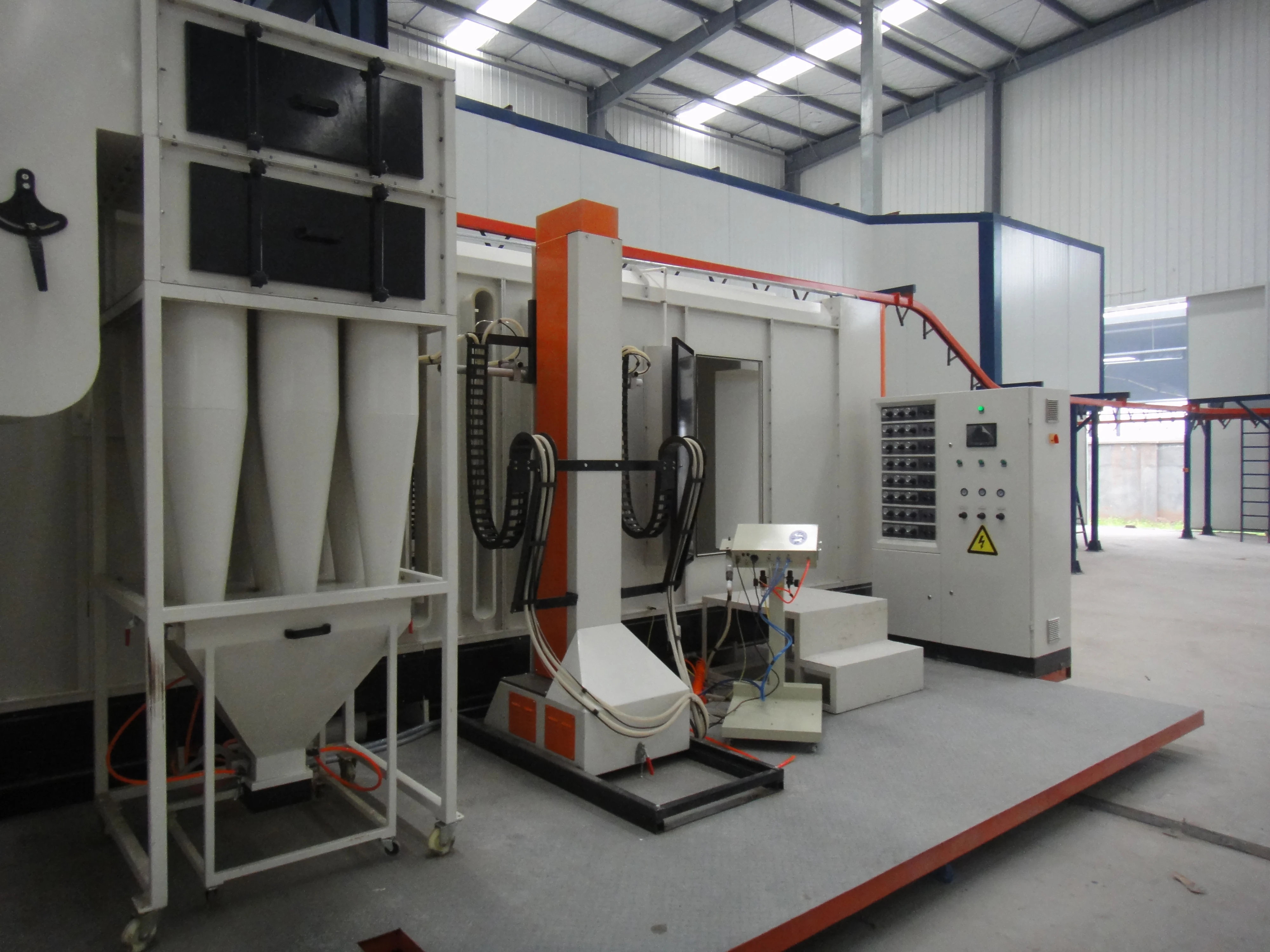 
Plastic Materials Electrostatic Powder Coating Spray Booth with Whirlwind Cyclone Powder Recovery System 