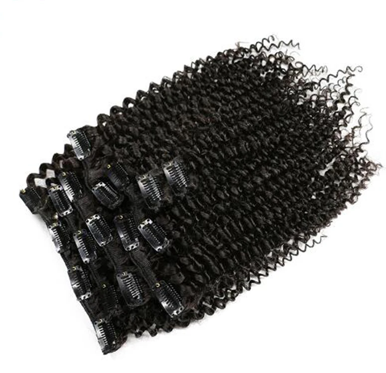 120g per set Natural Color Synthetic Hair Extensions Afro Kinky Curly Clip In Hair Bundles
