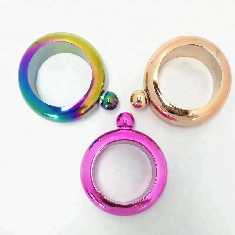 304 Stainless Steel 3.5oz Whisky Bangle Bracelet Hip Flask Wrist Flask Gift Set for Lady