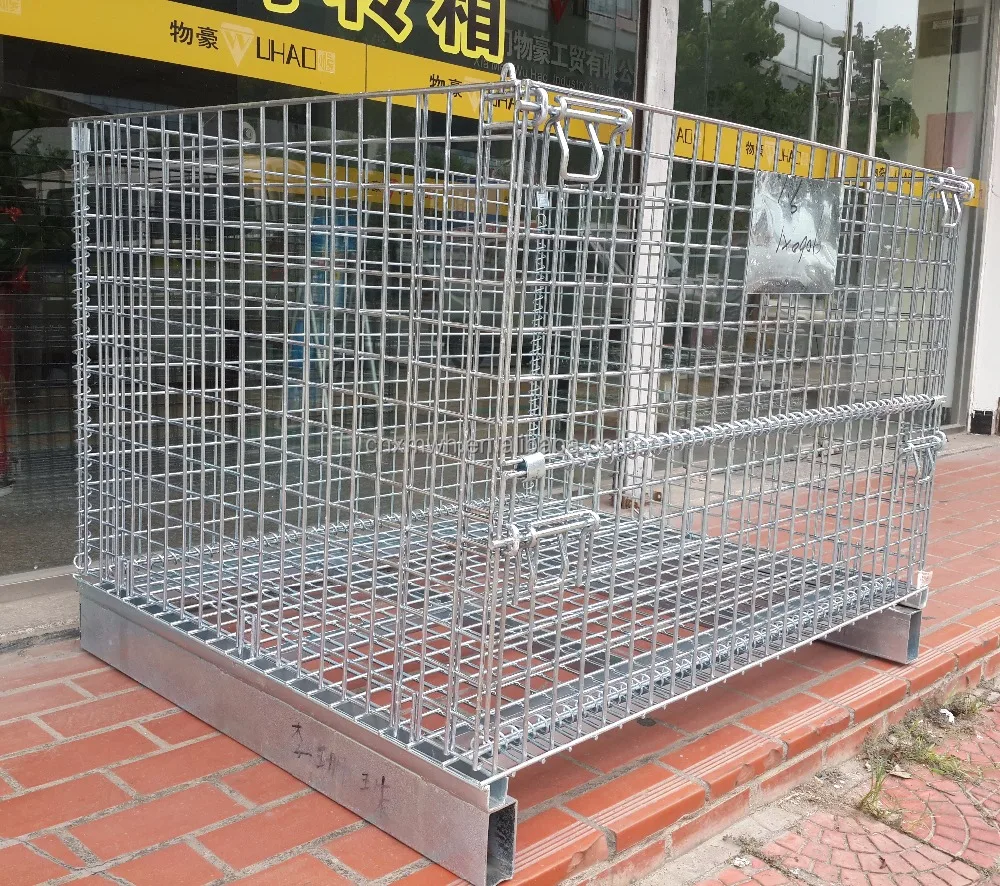collapsible wire mesh container with tube bars for racking system warehouse