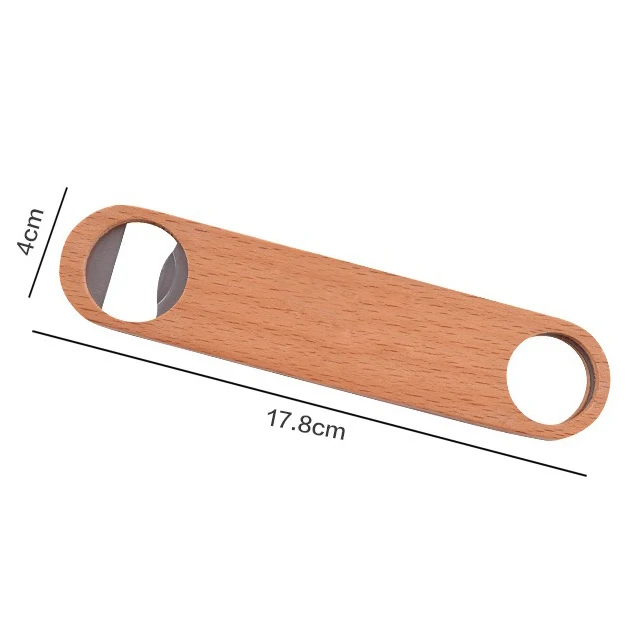Kitchen Tools Wall Mounted Blank Wood Handle Key Chain Beer Bar Runner Bottle Opener Keychain