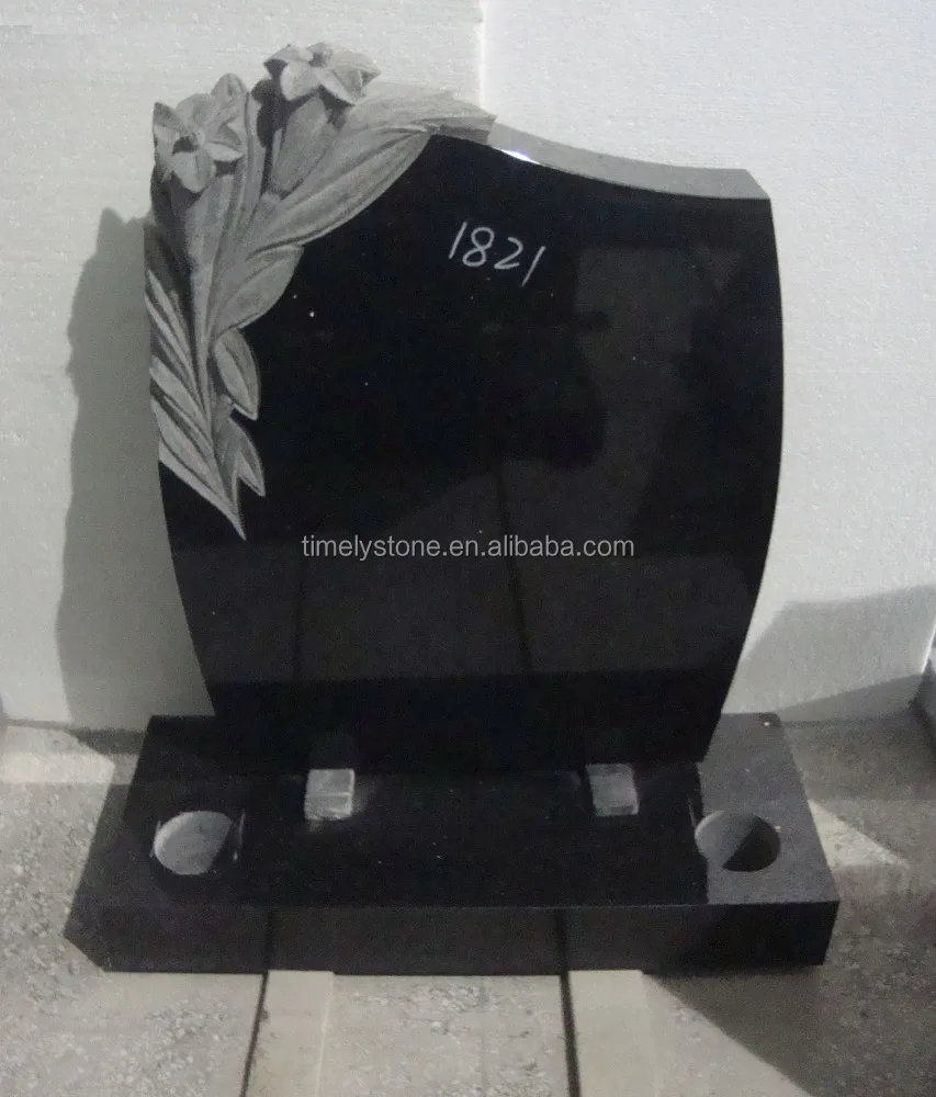 
Chinese Granite Carved Flower Weeping Angel Headstone 