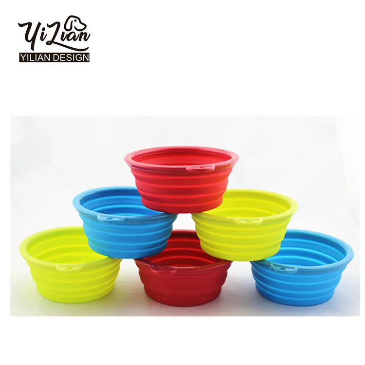 
Colourful folding carabiner silicone pet bowl for cat dog pet travelling collapsible pet cup 
