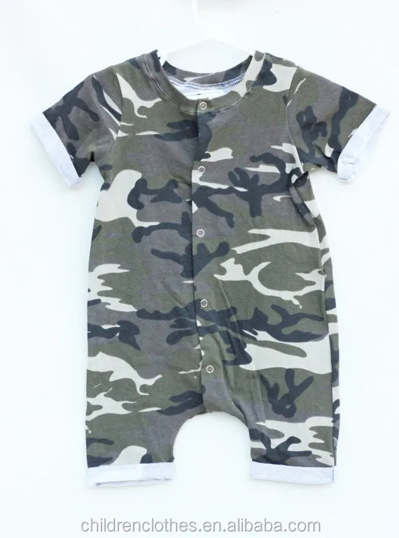 Rare 100% cotton baby clothes customised toddler wear organic boy military camouflage rompers
