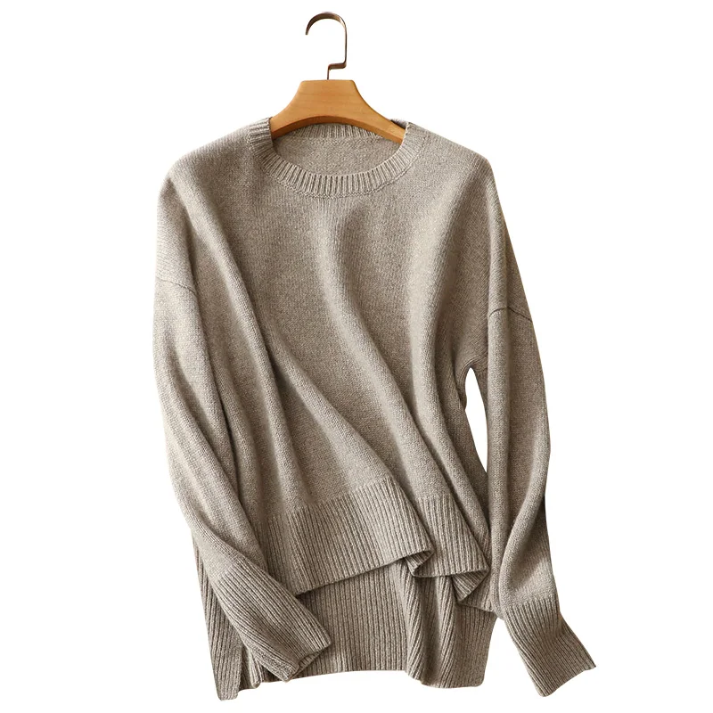 Women winter heavy sweater crew neck long sleeves pullover sweater 100% cashmere sweaters for ladies