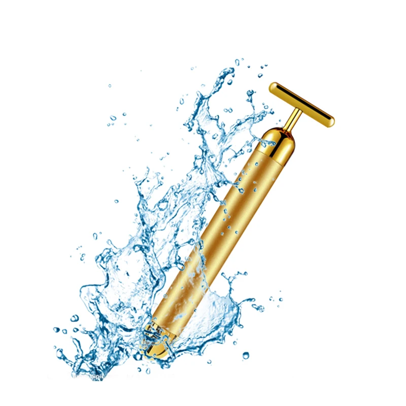 Personal care Roller massager T shape face lift 24k golden beauty bar electric vibration for women facial slimming