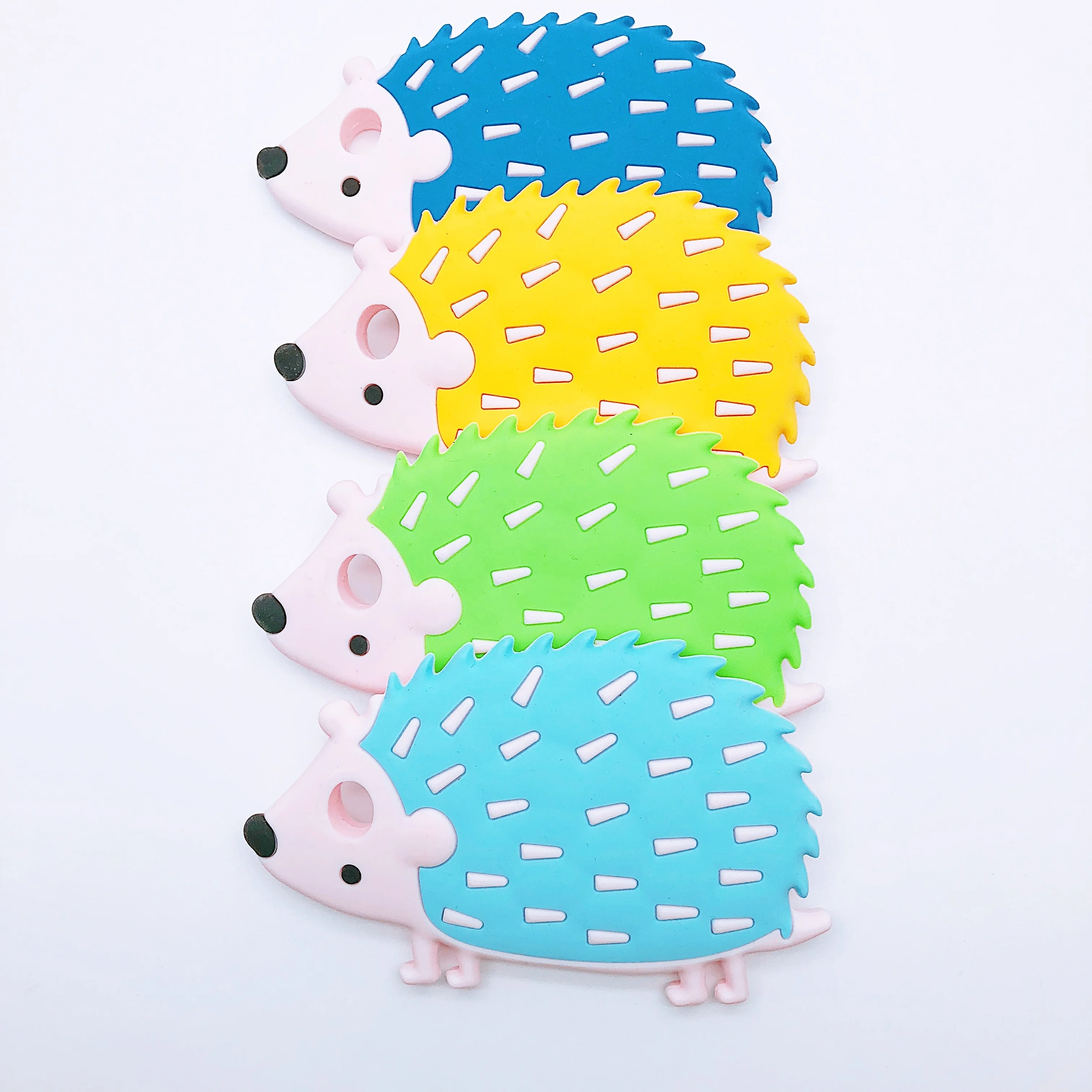 Original New Design Hedgehog Teether Soft Silicone Teething Baby Toy With Silicone Beads Pacifier Clip