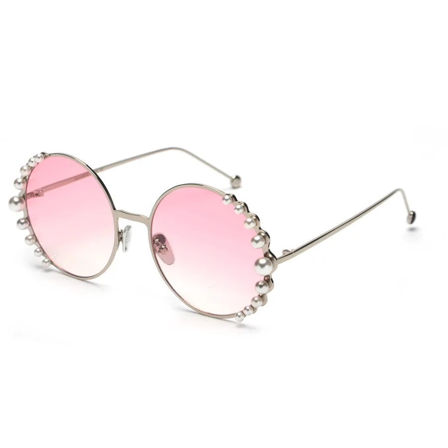 2019 mimiyou Pearl Round Sunglasses Women Metal High-Grade Sun Glasses Men Vintage Fashion Female Eyeglasses Lady Shades oculos