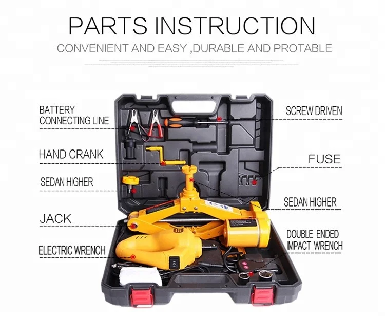 Factory Directly Provide Multifunctional Electric CE ISO DC12V Electric Impact Wrench and 3T Electric Car Jack for Quick Replace