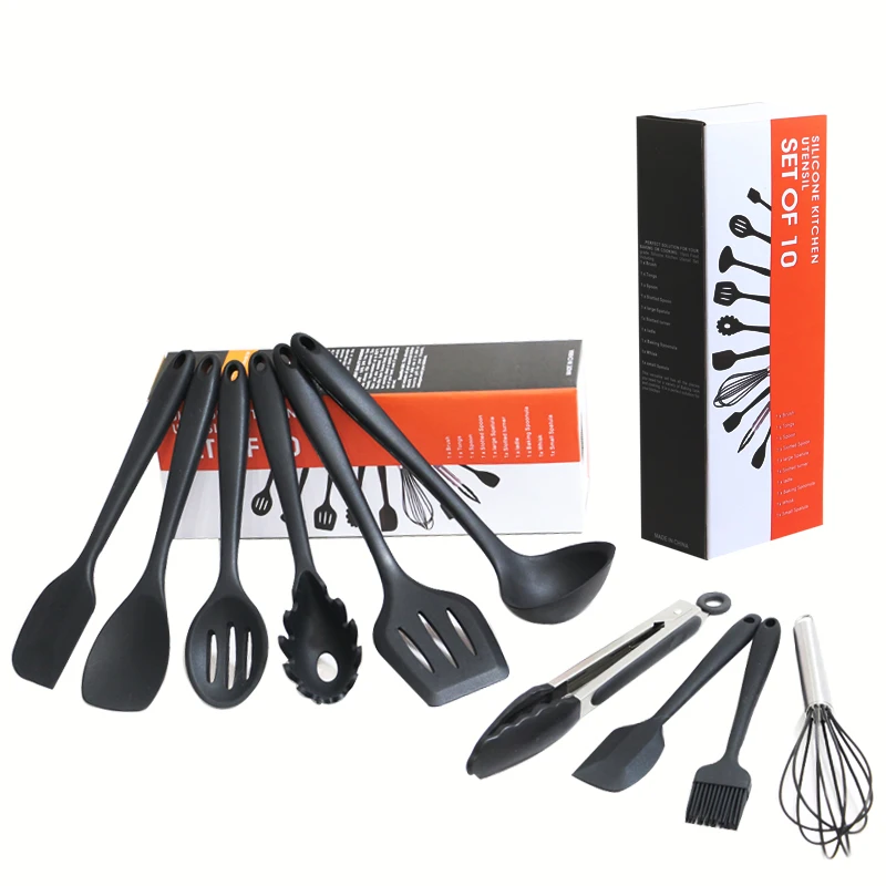 colorful festival silicone kitchenware non stick safe cooking tools spatula utensil set with turner spoon