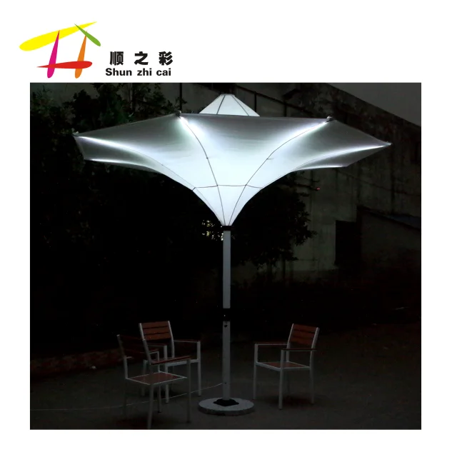 factory outdoor shade tulip flower umbrella decorated patio umbrella with LED light