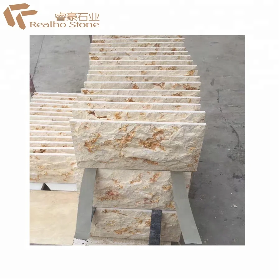 Cheap Price Natural Split Egypt Cream Color Marble Split Face Sunny Beige Marb Wall Tiles