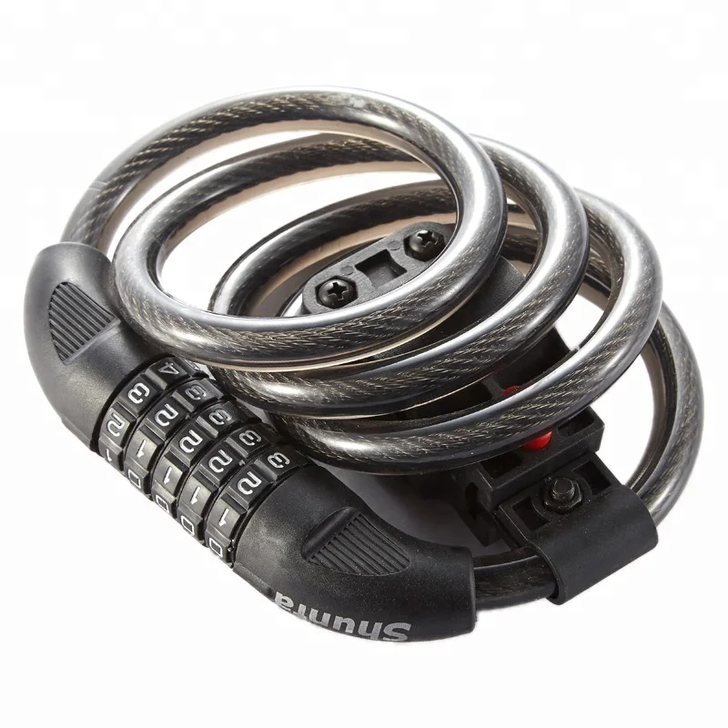 High quality Transparent Black Zinc Alloy Bike Cycle 5 digit Combination bicycle cable lock Motorbike Lock