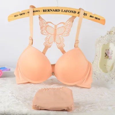 Comfortable Lingerie Butterfly Beautiful Back Sexy Bra And Panty New Design