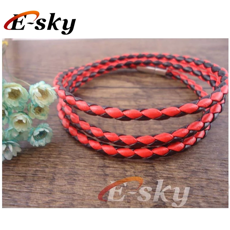 Manufacturer Hot Sale Four Stands Double color 4mm Round Dense Braided Leather Rope