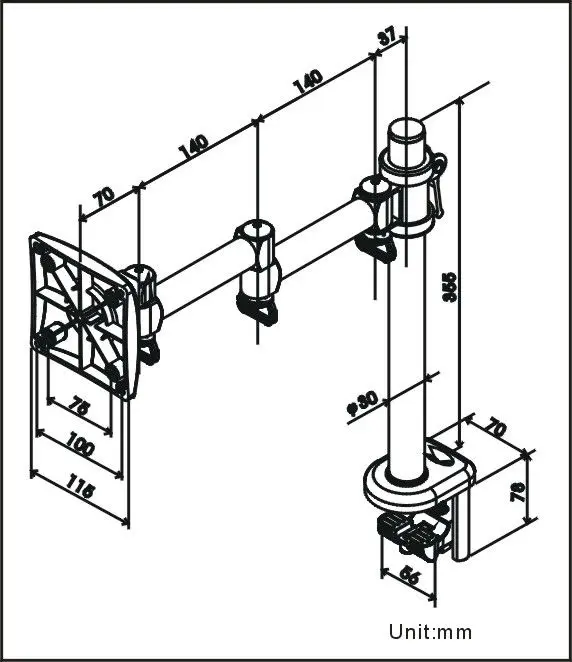Space Controller PC Monitor Mount with Quick-Release Lever