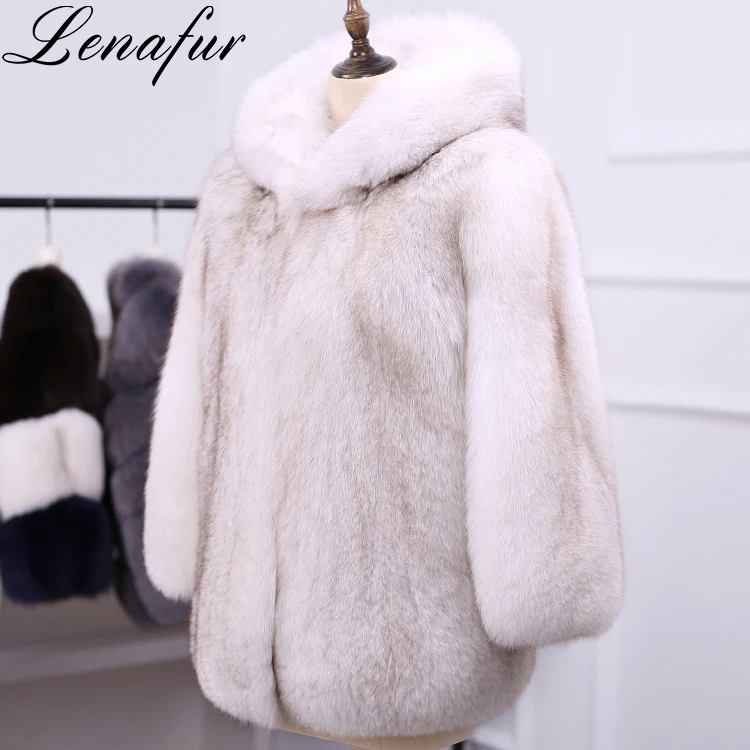 Wholesale Ladies Long Overcoat Real Arctic Fox Fur Coat