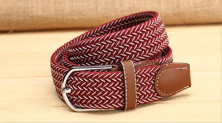 wholesale 3.5cm width alloy pin buckle ladies kids spandex braided webbing elastic band waist belt