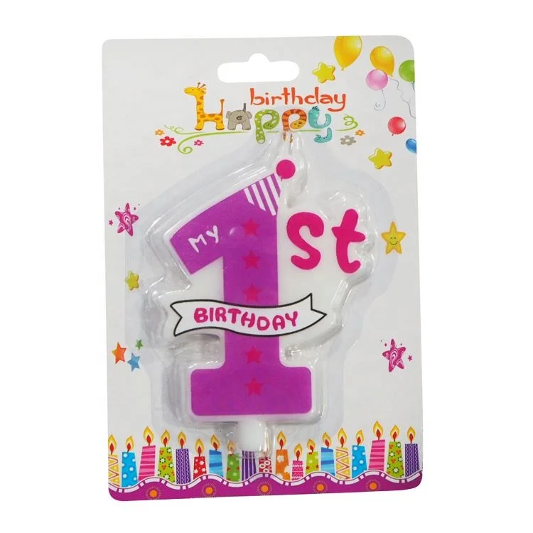 Number purple alphabet candles 1 birthday candle