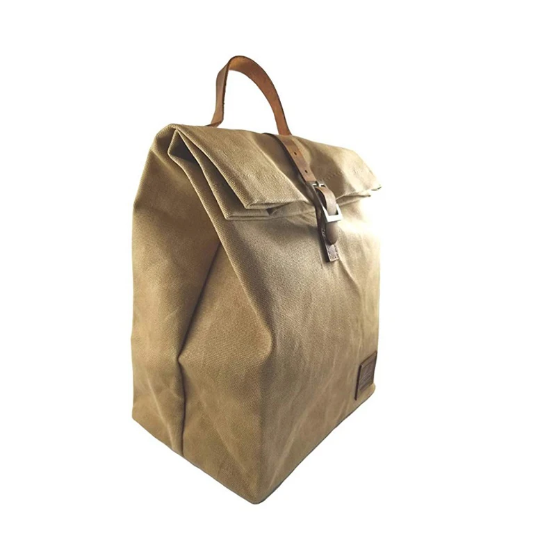 
Eco friendly waxed canvas insulated lunch cooler bag vintage cooler bag with insulated layer 