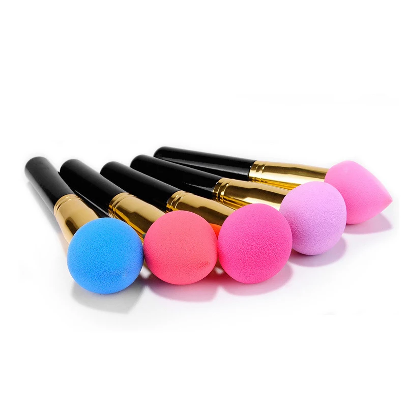 Latex free makeup sponge with handle, Cosmetic powder applicator with handle, beauty makeup blender sponge stick