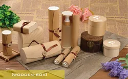 100g customize size glass Cream jar pack outer pack nature birch round wooden cream container